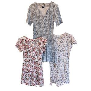 3 Pc Vintage Bundle 90's Button Up Rompers Dresses S/M